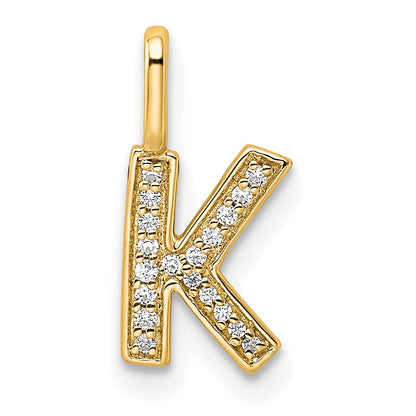 14K  Gold Diamond Letter K Initial Pendant