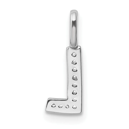 14K White Gold Diamond Letter L Initial Pendant