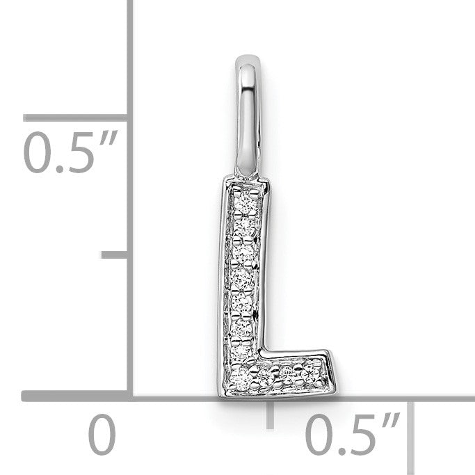 14K White Gold Diamond Letter L Initial Pendant