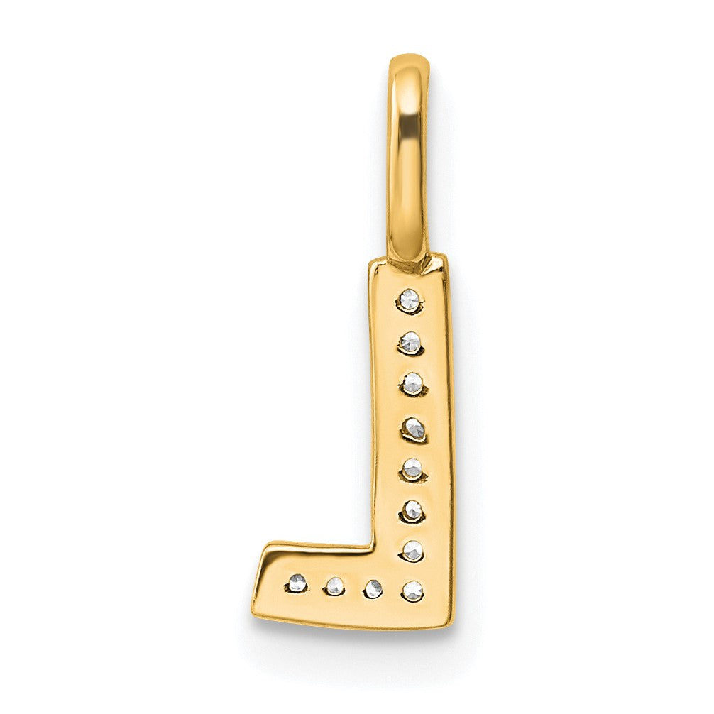 14K  Gold Diamond Letter L Initial Pendant