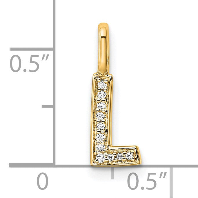 14K  Gold Diamond Letter L Initial Pendant