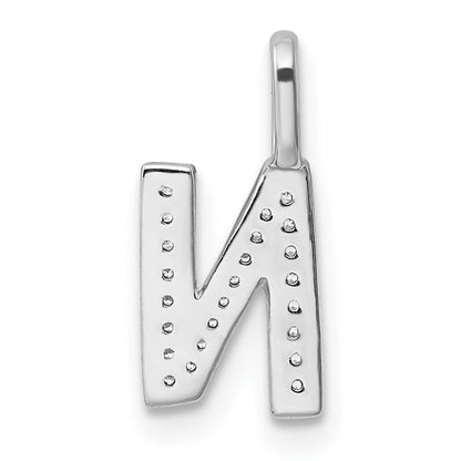 14K White Gold Diamond Letter N Initial Pendant