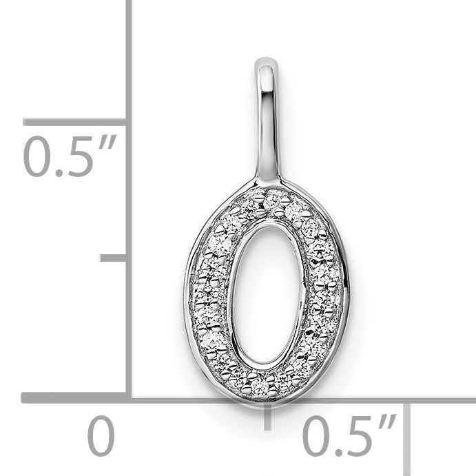 14K White Gold Diamond Letter O Initial Pendant
