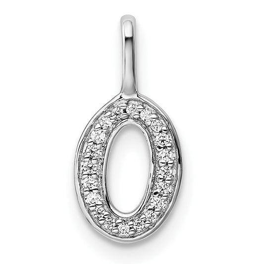 14K White Gold Diamond Letter O Initial Pendant