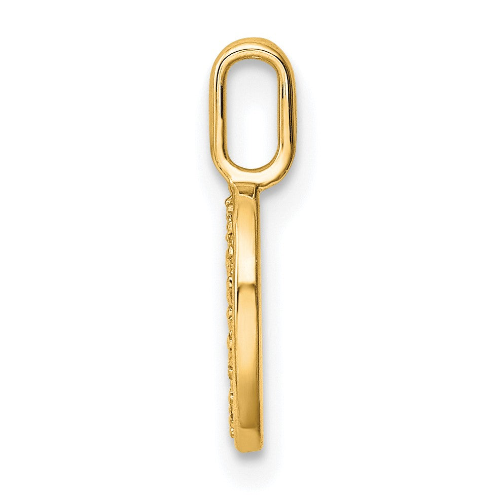 14K Gold Diamond Letter O Initial Pendant
