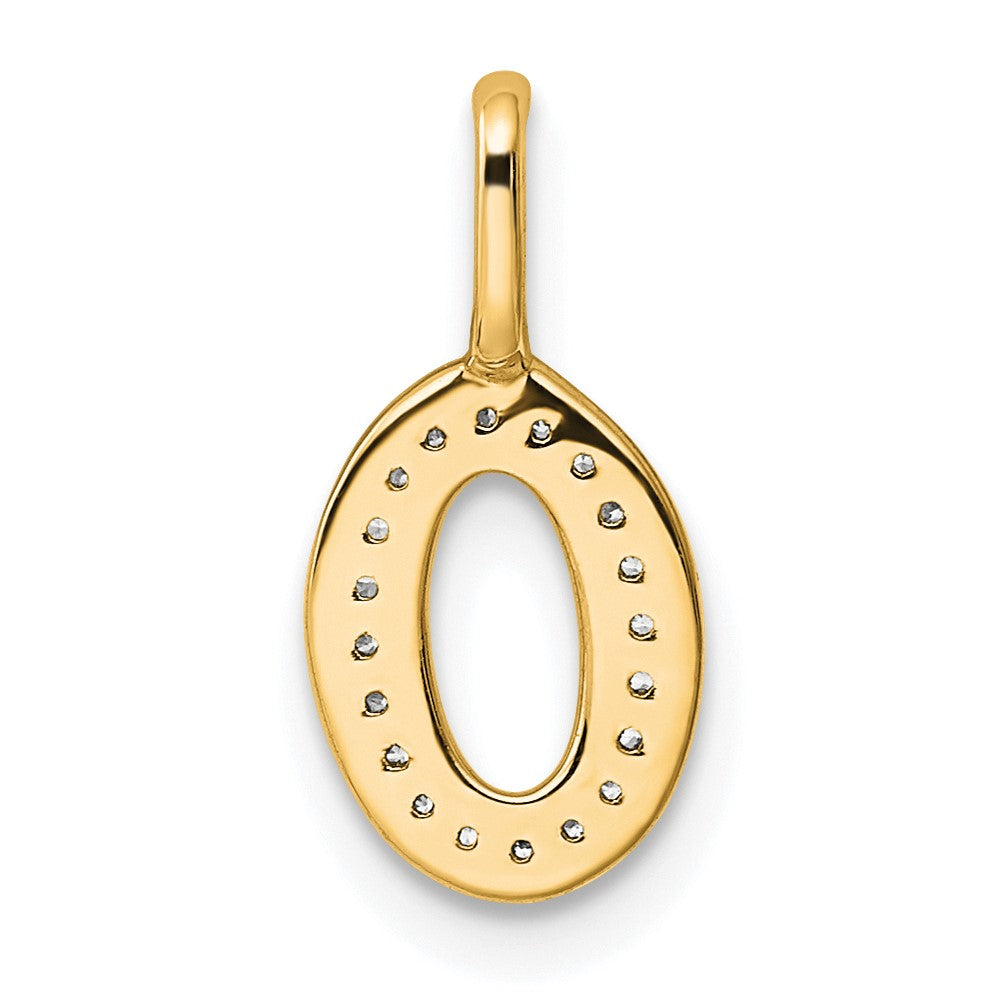 14K Gold Diamond Letter O Initial Pendant