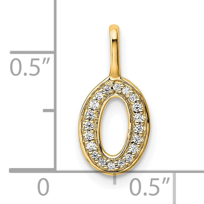 14K Gold Diamond Letter O Initial Pendant
