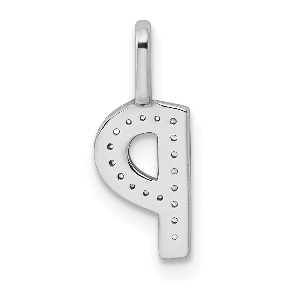 14K White Gold Diamond Letter P Initial Pendant