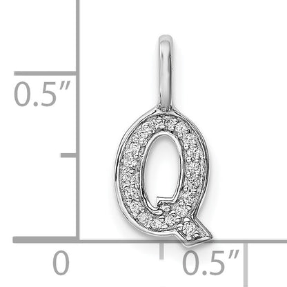 14K White Gold Diamond Letter Q Initial Pendant