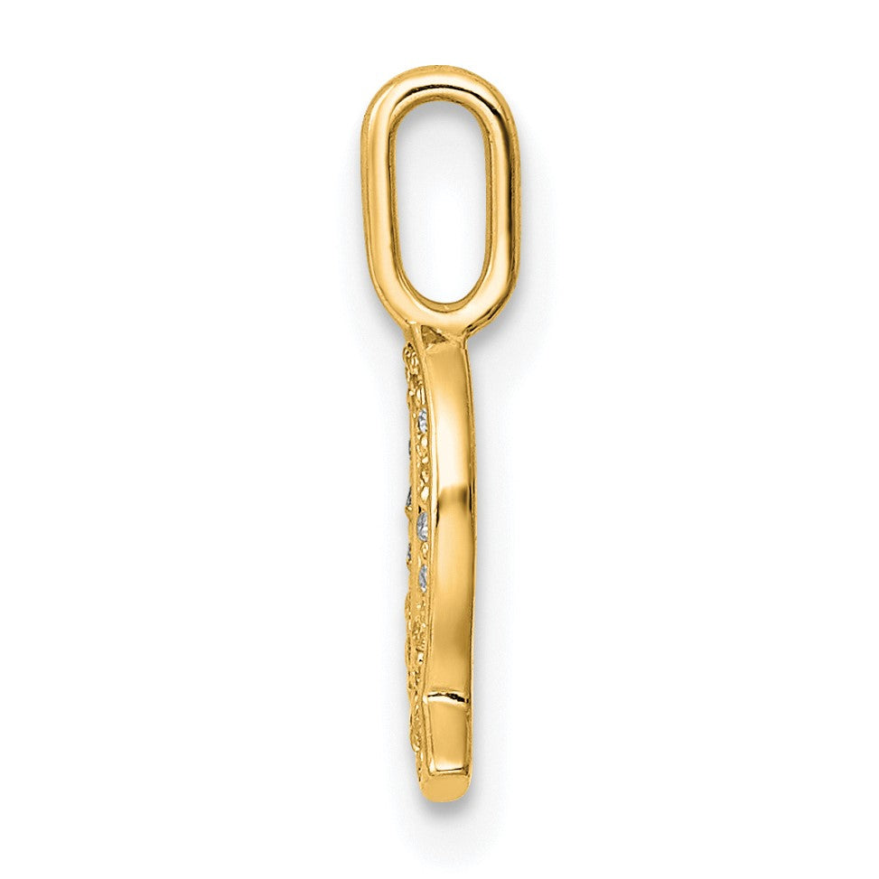 14K  Gold Diamond Letter Q Initial Pendant