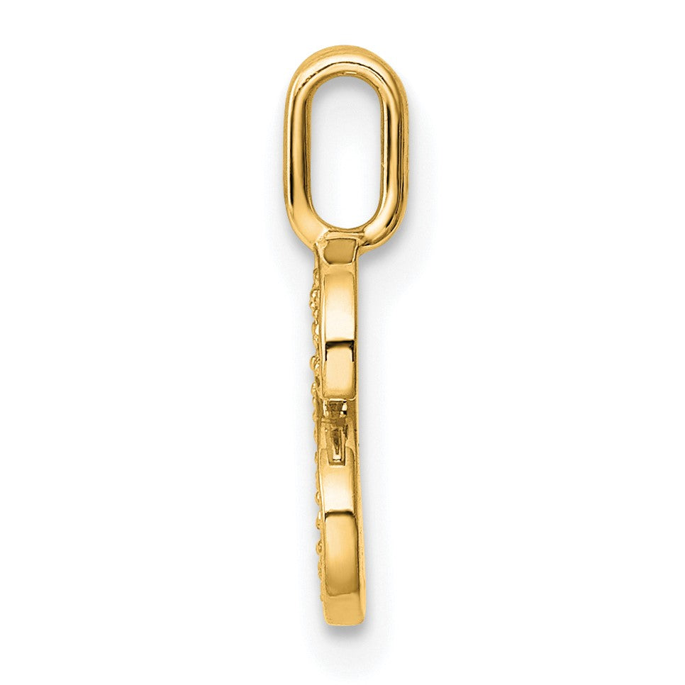 14K  Gold Diamond Letter S Initial Pendant