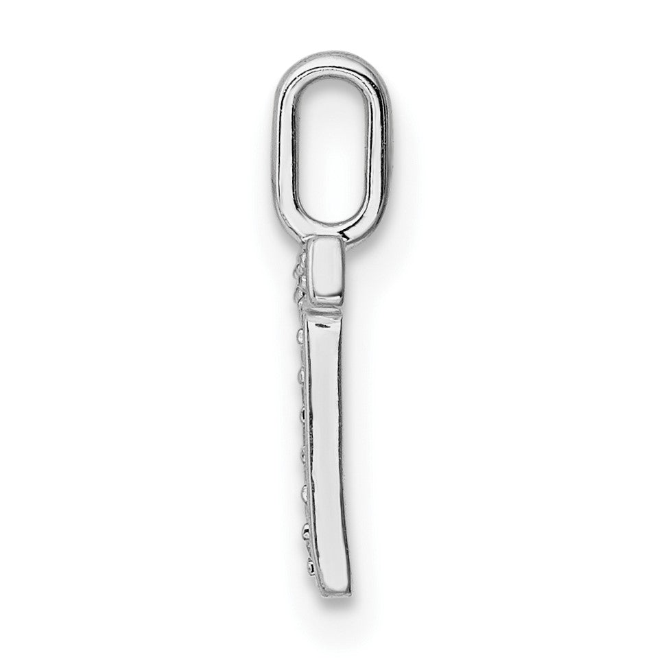14K White Gold Diamond Letter T Initial Pendant