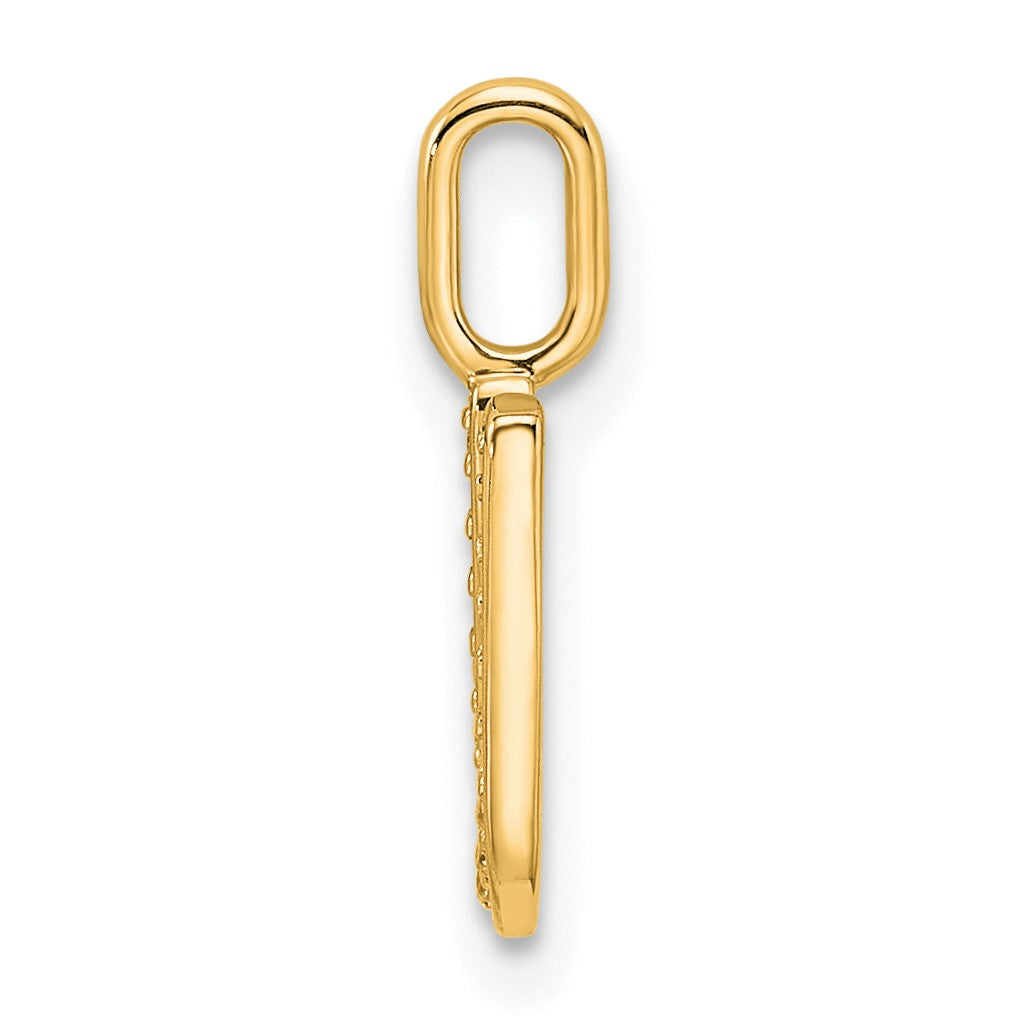 14K  Gold Diamond Letter U Initial Pendant