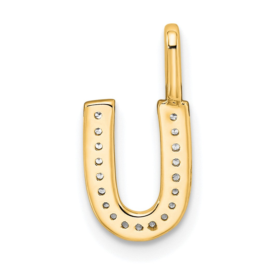 14K  Gold Diamond Letter U Initial Pendant