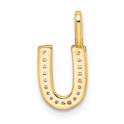 14K  Gold Diamond Letter U Initial Pendant