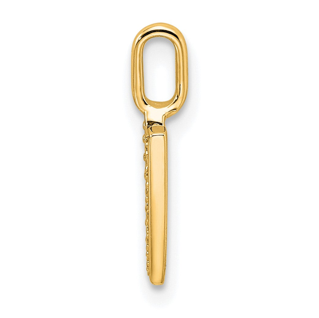 14K  Gold Diamond Letter V Initial Pendant