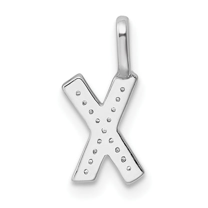 14K White Gold Diamond Letter X Initial Pendant