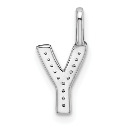 14K White Gold Diamond Letter Y Initial Pendant