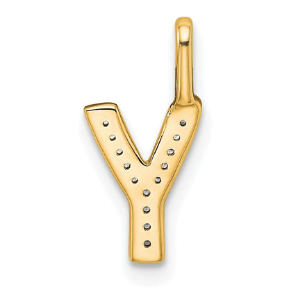 14K  Gold Diamond Letter Y Initial Pendant
