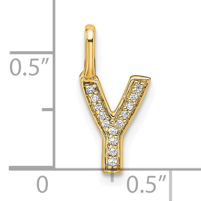 14K  Gold Diamond Letter Y Initial Pendant
