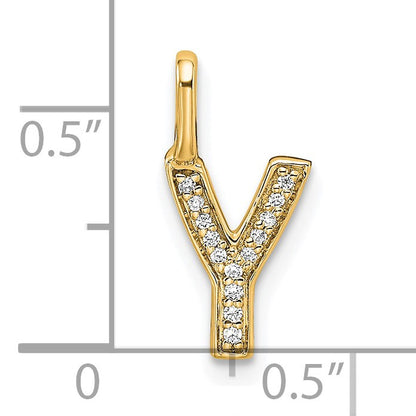 14K  Gold Diamond Letter Y Initial Pendant