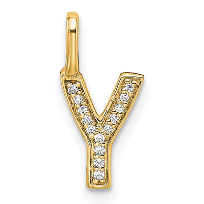 14K  Gold Diamond Letter Y Initial Pendant