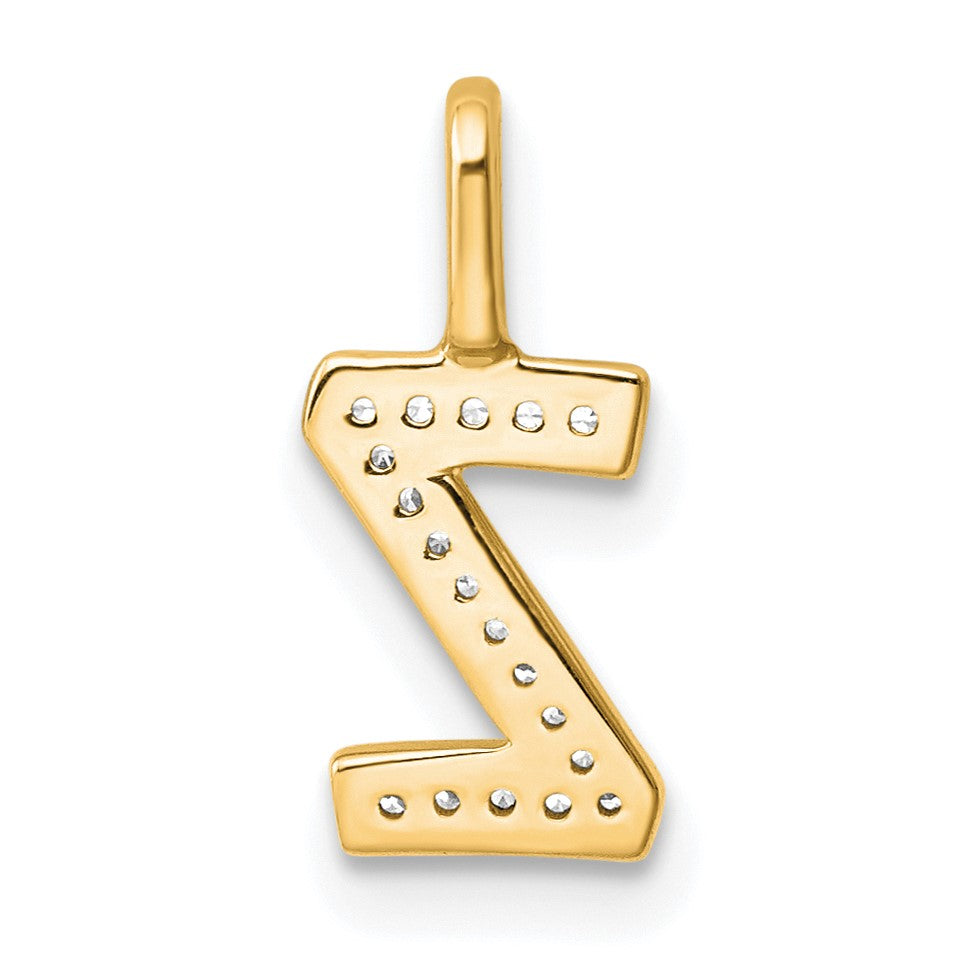 14K Yellow Gold Diamond Letter Z Initial Pendant