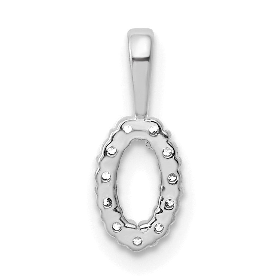 14k White Gold Diamond Number 0 Pendant