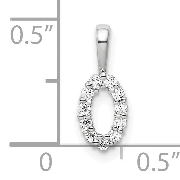 14k White Gold Diamond Number 0 Pendant