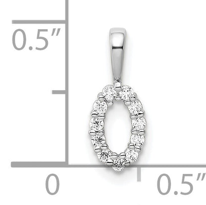 14k White Gold Diamond Number 0 Pendant