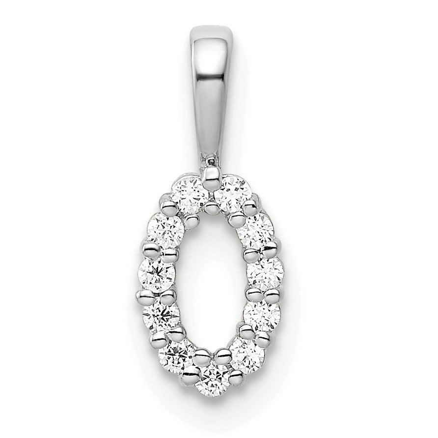 14k White Gold Diamond Number 0 Pendant