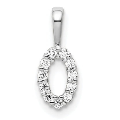 14k White Gold Diamond Number 0 Pendant