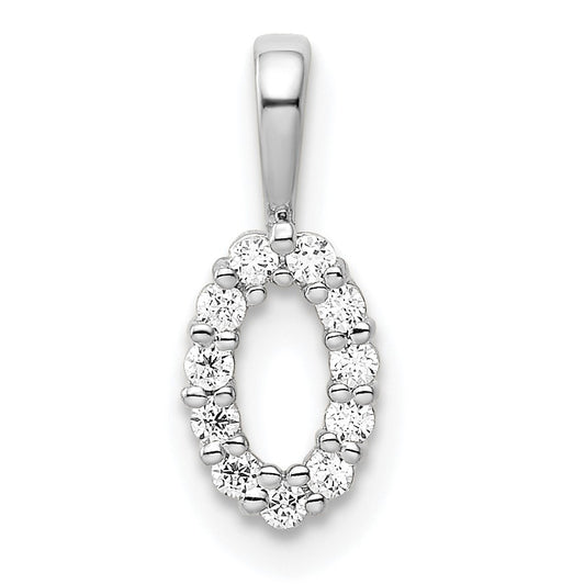 14k White Gold Diamond Number 0 Pendant