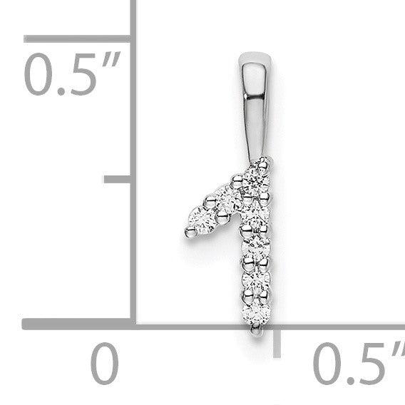 14k White Gold Diamond Number 1 Pendant