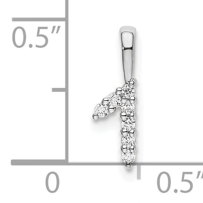 14k White Gold Diamond Number 1 Pendant