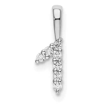 14k White Gold Diamond Number 1 Pendant