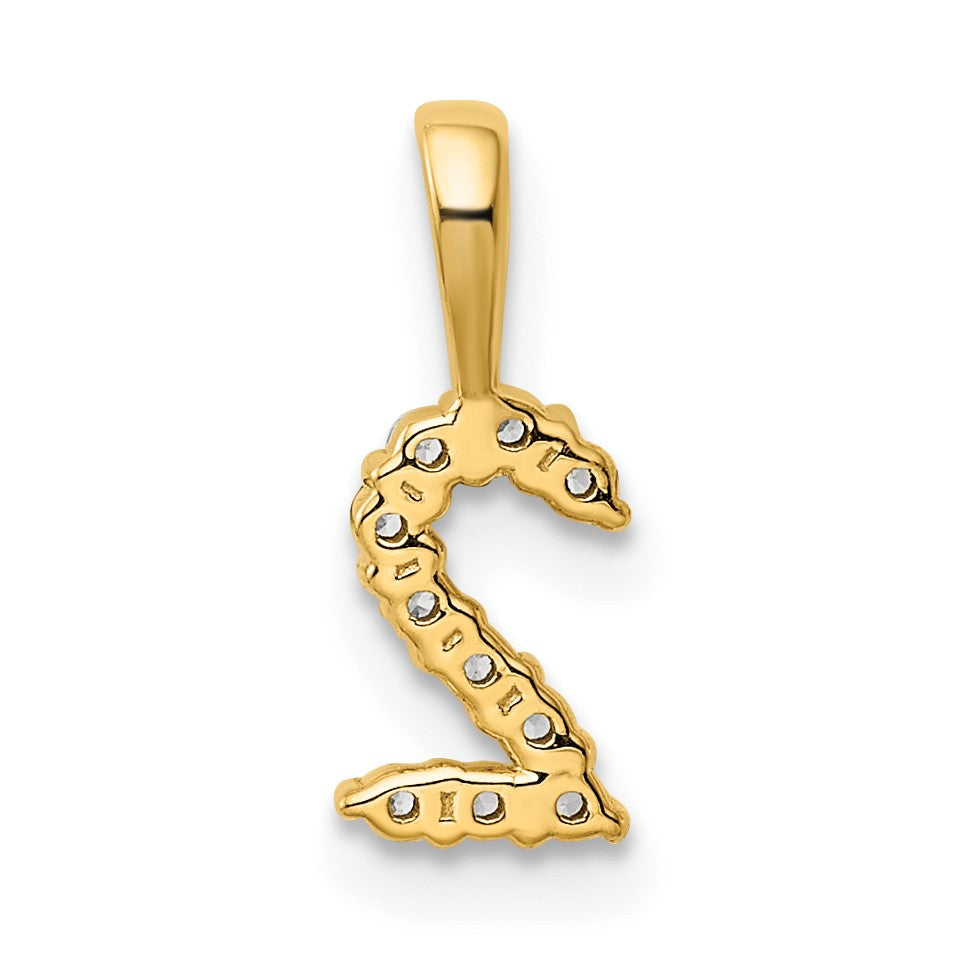 14K Diamond Number 2 Pendant