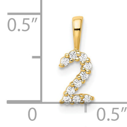 14K Diamond Number 2 Pendant