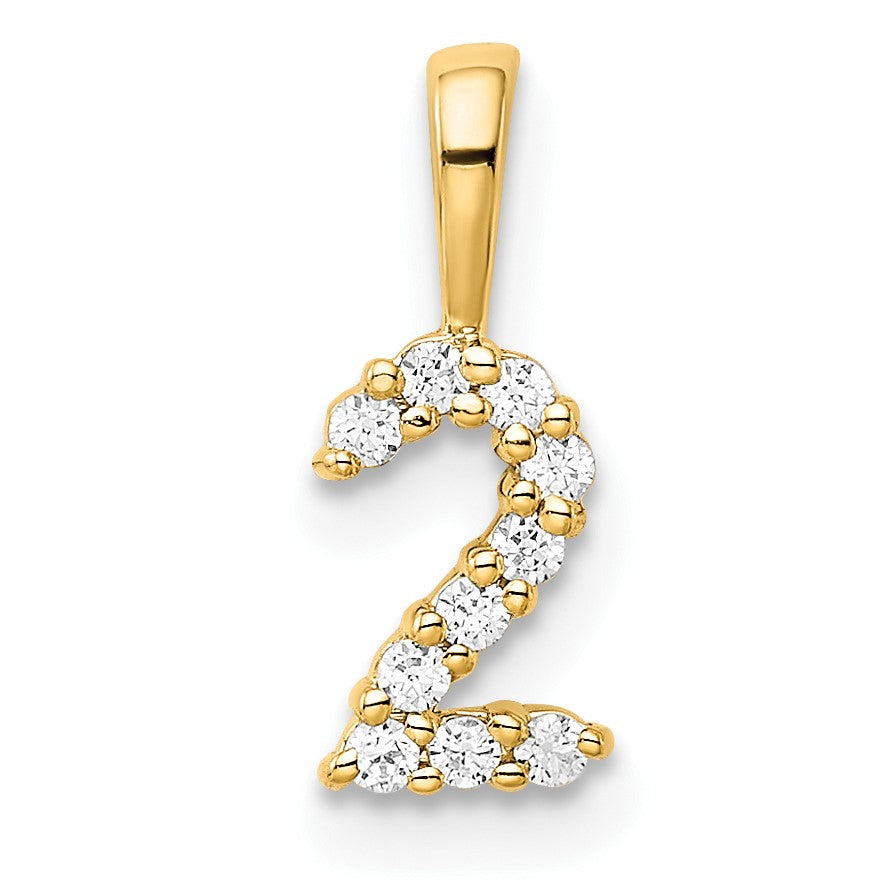 14K Diamond Number 2 Pendant