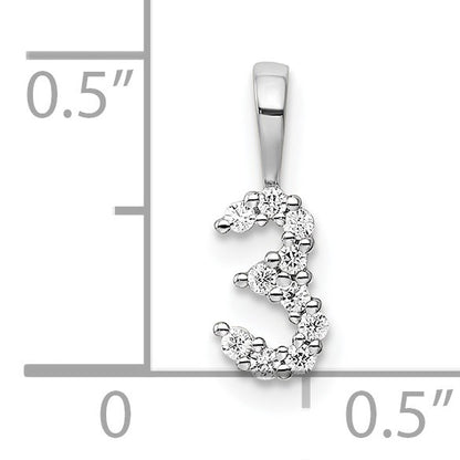 14k White Gold Diamond Number 3 Pendant