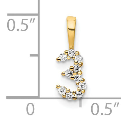 14K Diamond Number 3 Pendant
