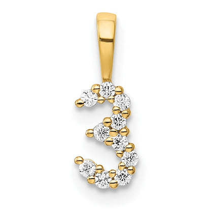 14K Diamond Number 3 Pendant