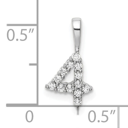 14k White Gold Diamond Number 4 Pendant
