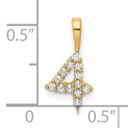 14K Diamond Number 4 Pendant