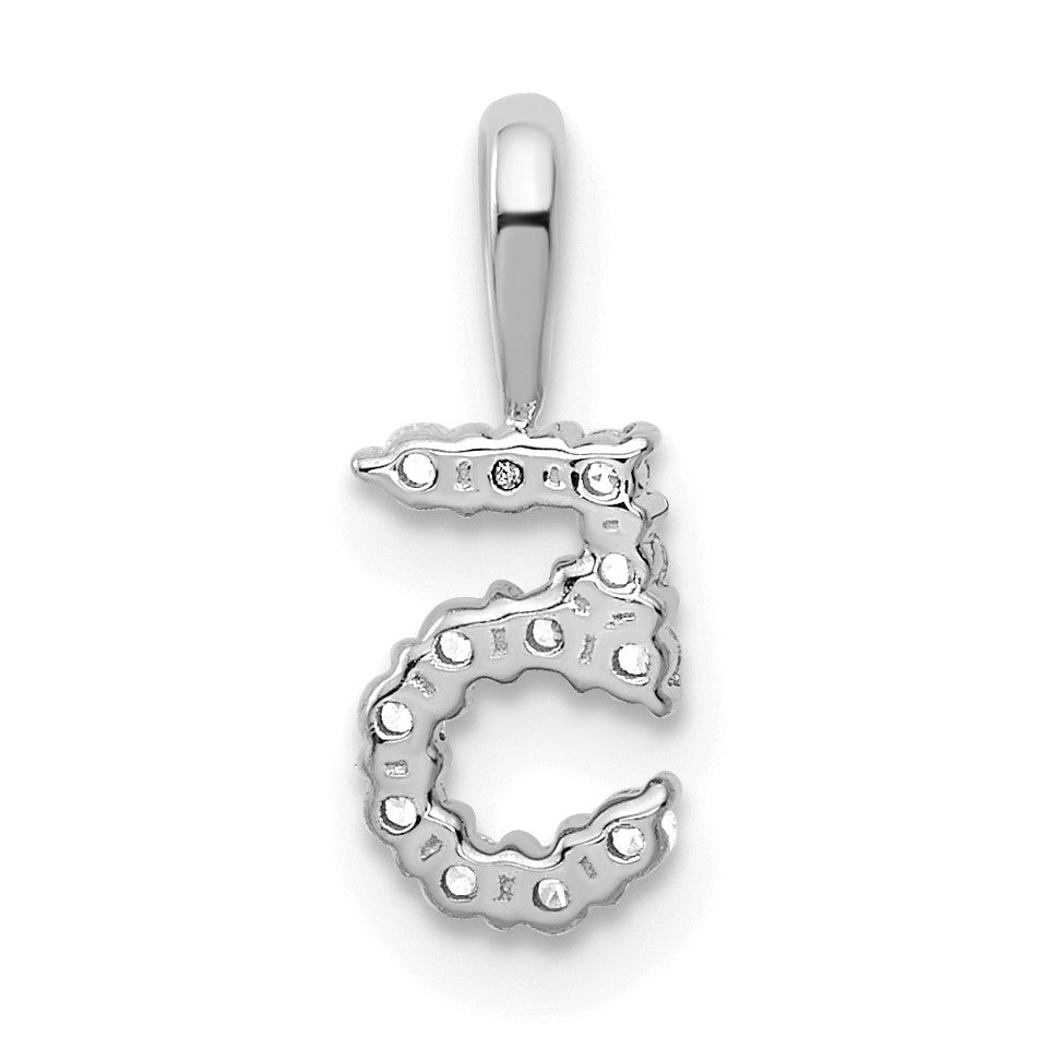 14k White Gold Diamond Number 5 Pendant