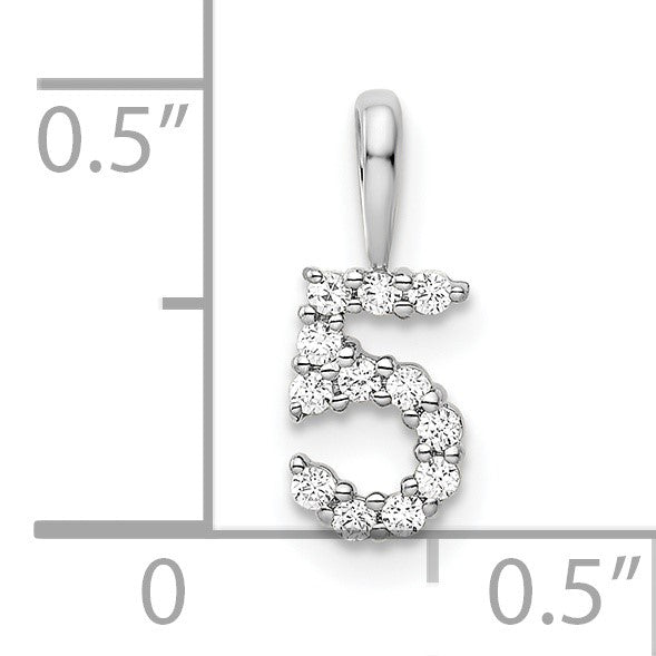 14k White Gold Diamond Number 5 Pendant
