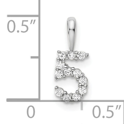 14k White Gold Diamond Number 5 Pendant