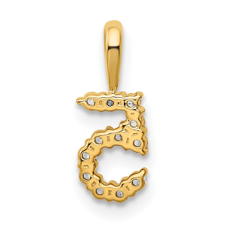 14K Diamond Number 5 Pendant