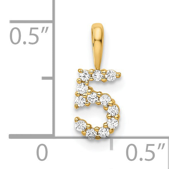 14K Diamond Number 5 Pendant