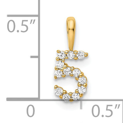 14K Diamond Number 5 Pendant